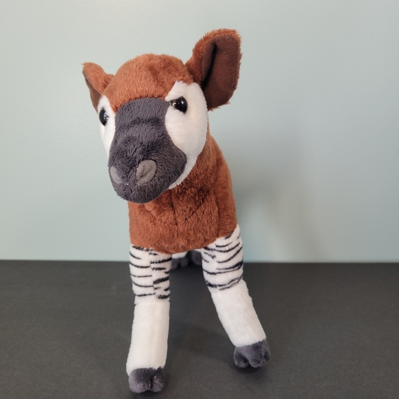 Wild Republic Okapi Plush Exotic Wild Animal Zebra Striped Legs 12" Standing - Picture 4 of 8